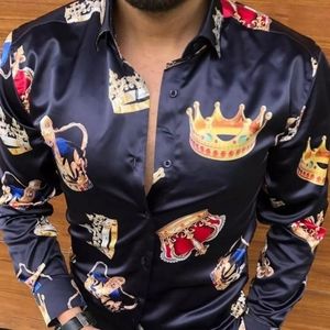 Long Sleeve Slim Casual Dress Shirt Streetwear Social Party Clothes Camisa Mascu